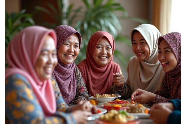 Warga emas sedang merayakan Hari Raya bersama-sama